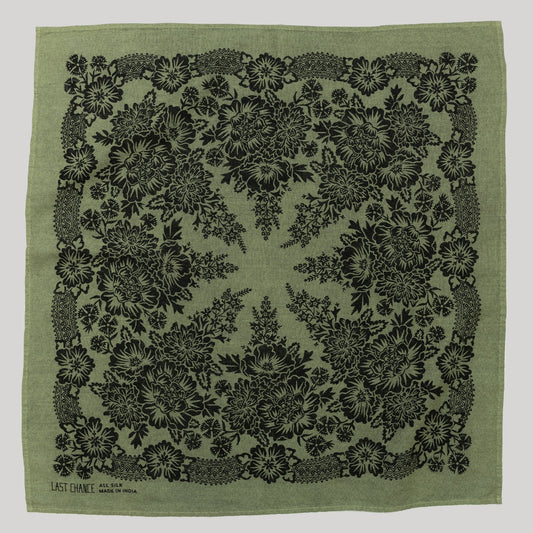 Natural Dye Silk Bandana: Green Grass