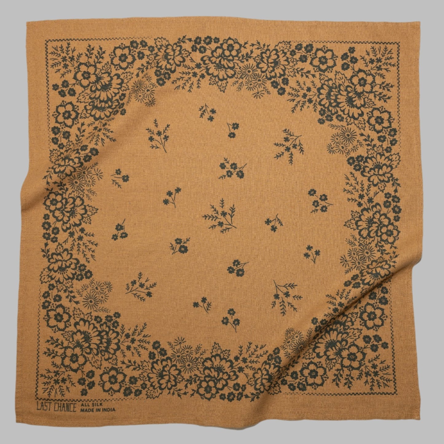 Natural Dye Silk Bandana: Ochre