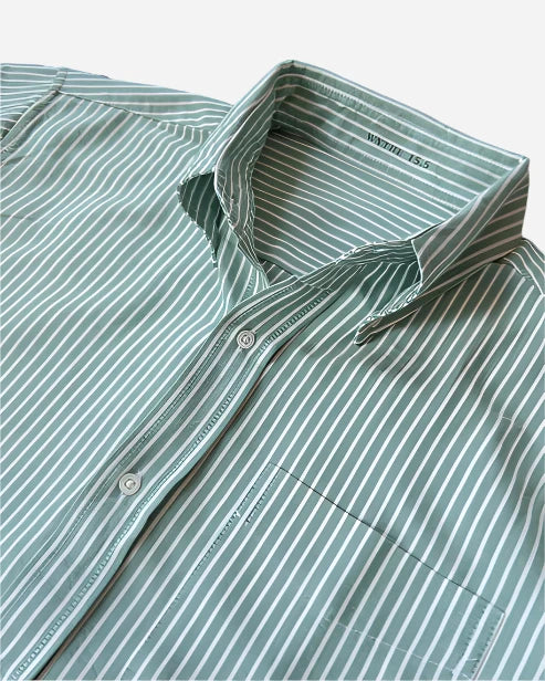 Oxford Cloth Button Down Evergreen Stripe