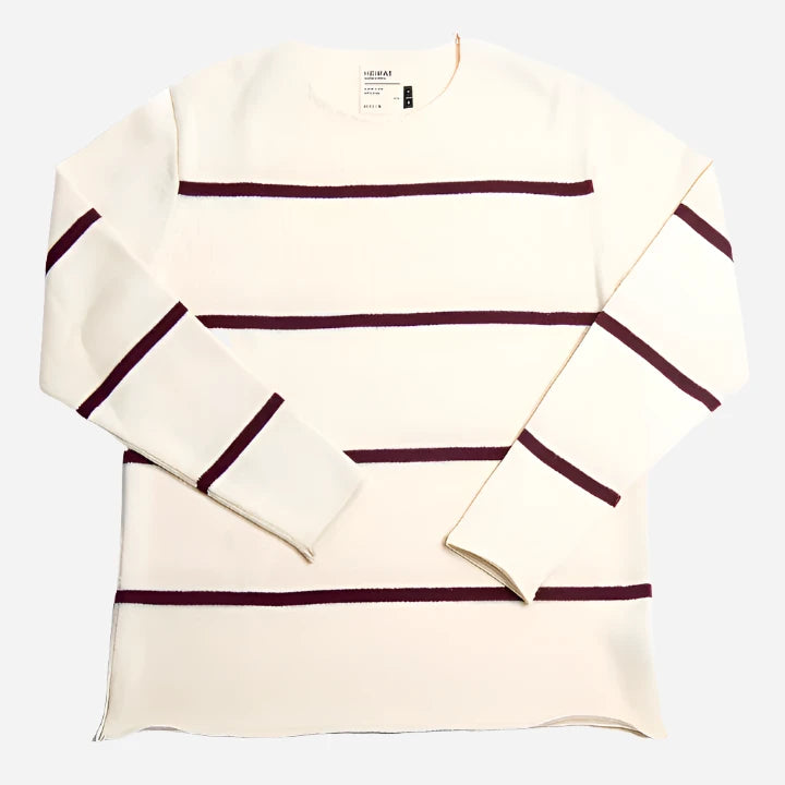 Rugby Harbour Sweater: Burgundy/Seashell Sailor Stripe