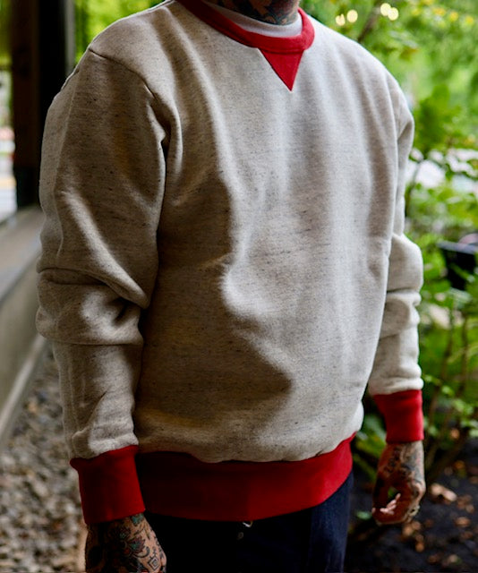 50's Crew Neck Pullover MIJ - Oat/Red