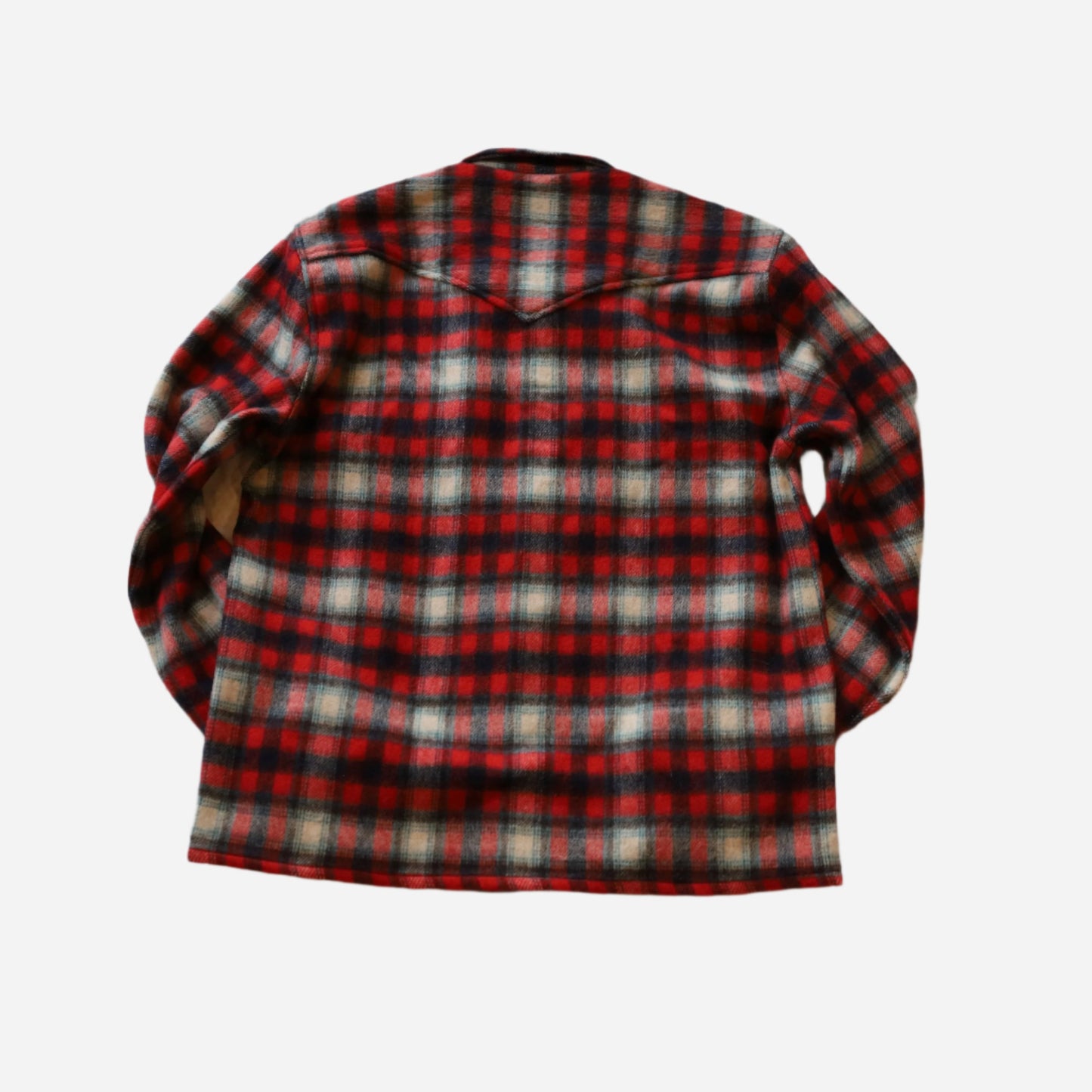 Open Collar Flannel in Red Yarn Dyed Wool