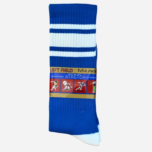 Blue and White Striped Bamboo Tube Socks