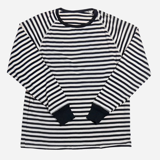 Merino Tee Long - Stripe Black/Seashell